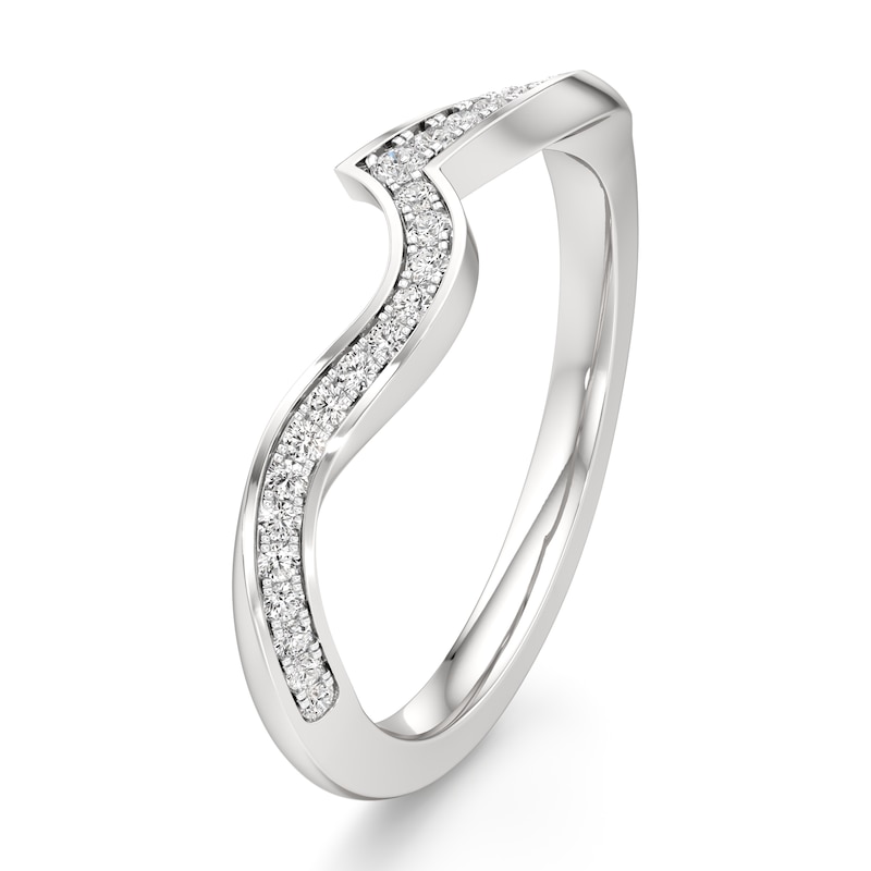 Main Image 4 of J'Lure Lab-Grown Diamond Contour Wedding Band 1/6 ct tw 18K White Gold