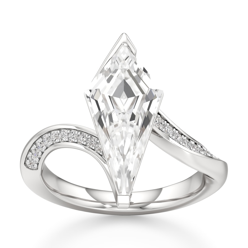 Main Image 1 of J'Lure Kite Step-Cut Lab-Created Diamond Bypass Engagement Ring 3-1/5 ct tw 18K White Gold