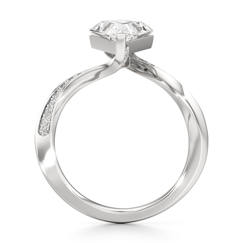 Main Image 2 of J'Lure Kite Step-Cut Lab-Created Diamond Bypass Engagement Ring 3-1/5 ct tw 18K White Gold