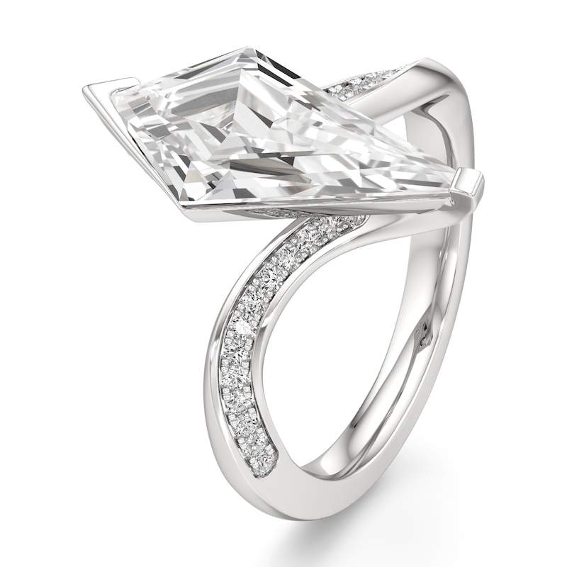 Main Image 4 of J'Lure Kite Step-Cut Lab-Created Diamond Bypass Engagement Ring 3-1/5 ct tw 18K White Gold