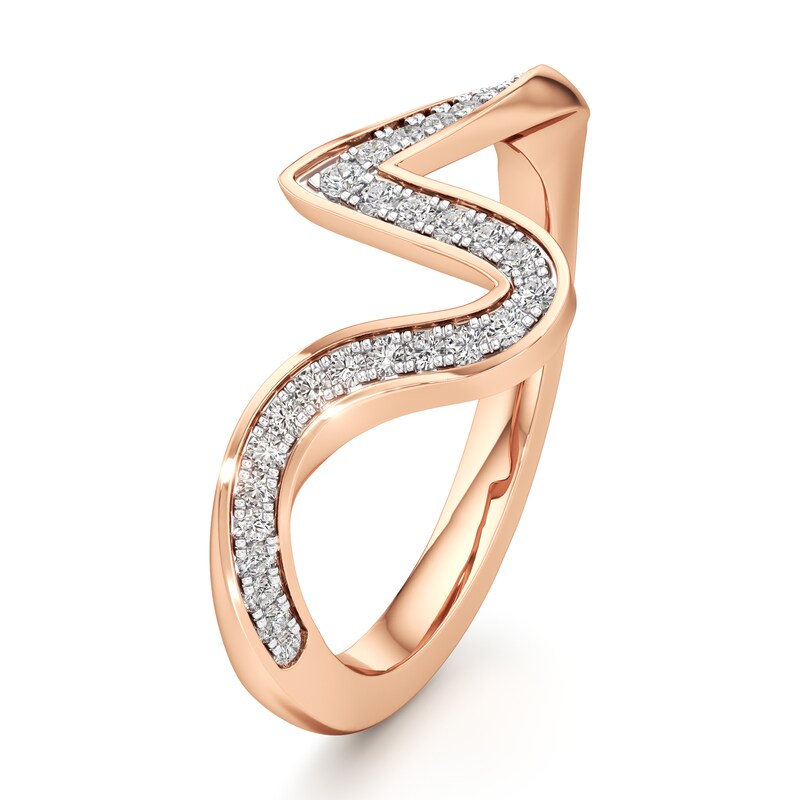 Main Image 4 of J'Lure Lab-Grown Diamond Contour Wedding Band 1/5 ct tw 18K Rose Gold