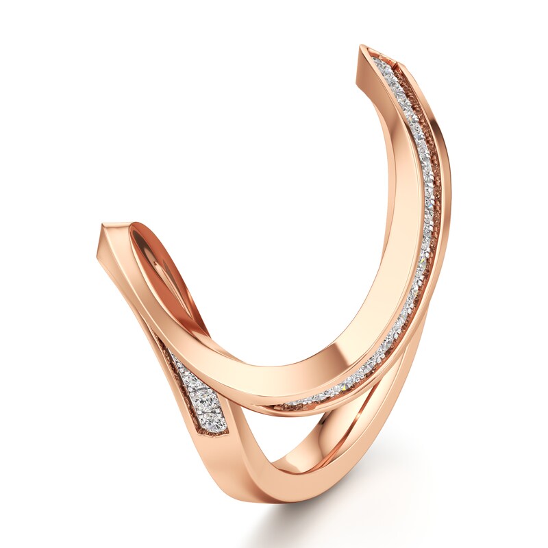 Main Image 4 of J'Lure Lab-Grown Diamond Contour Wedding Band 1/5 ct tw 18K Rose Gold