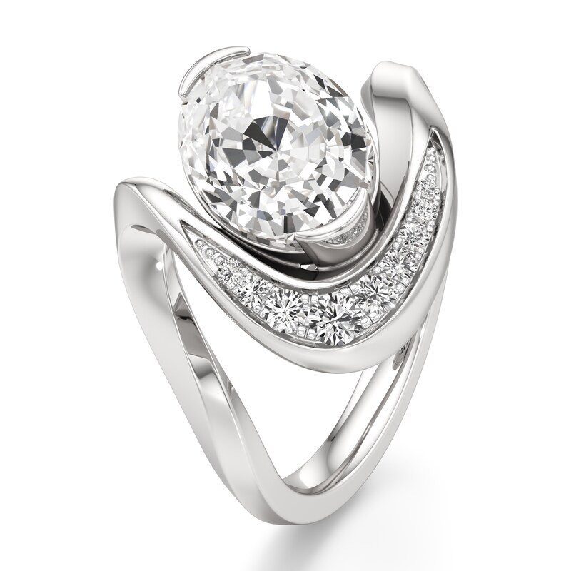 Main Image 4 of J'Lure Oval Step-Cut Lab-Grown Diamond Engagement Ring 3 ct tw 18K White Gold