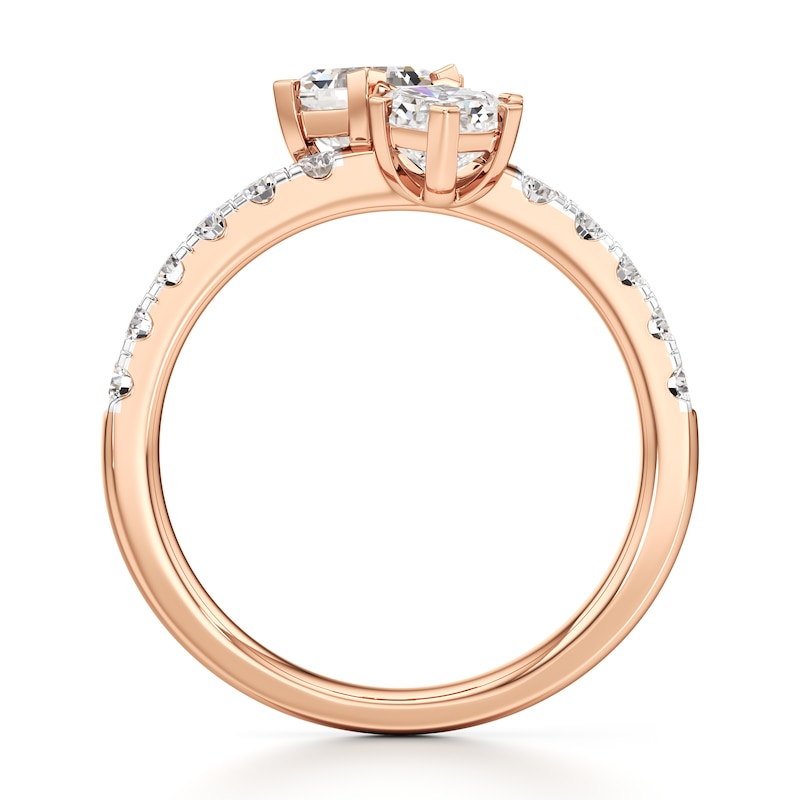 Main Image 2 of J'Lure Hexagon Brilliant-Cut Two-Stone Lab-Grown Diamond Engagement Ring 1-7/8 ct tw 18K Rose Gold
