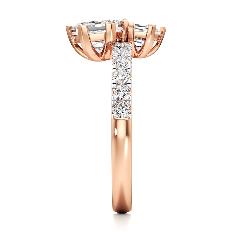 Main Image 3 of J'Lure Hexagon Brilliant-Cut Two-Stone Lab-Grown Diamond Engagement Ring 1-7/8 ct tw 18K Rose Gold