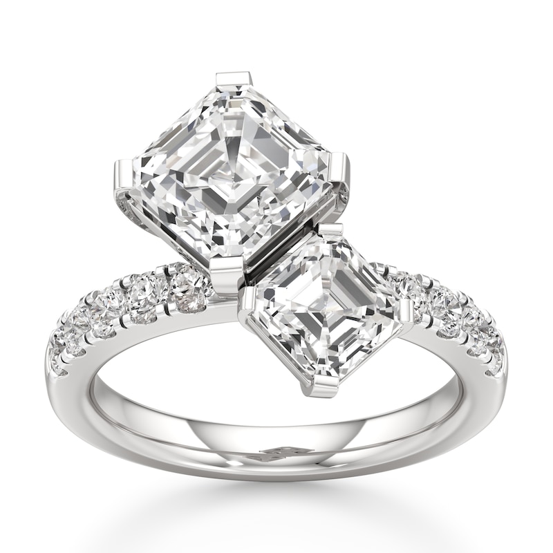 Main Image 1 of J'Lure Square-Emerald Step-Cut Two-Stone Lab-Grown Diamond Engagement Ring 4-5/8 ct tw 18K White Gold