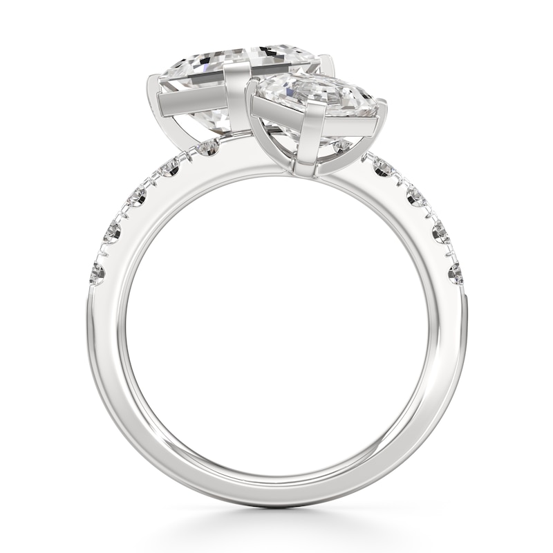Main Image 2 of J'Lure Square-Emerald Step-Cut Two-Stone Lab-Grown Diamond Engagement Ring 4-5/8 ct tw 18K White Gold