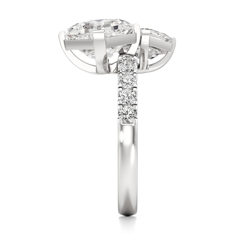 Main Image 3 of J'Lure Square-Emerald Step-Cut Two-Stone Lab-Grown Diamond Engagement Ring 4-5/8 ct tw 18K White Gold