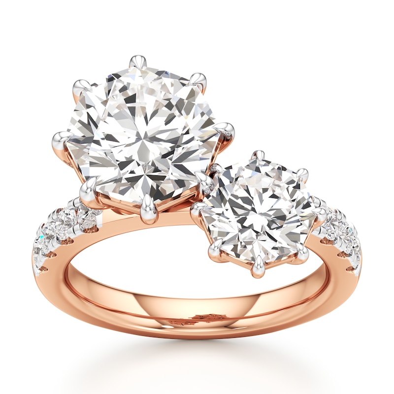 Main Image 1 of J'Lure Octagon Brilliant-Cut Two-Stone Lab-Grown Diamond Engagement Ring 4-1/2 ct tw 18K Rose Gold