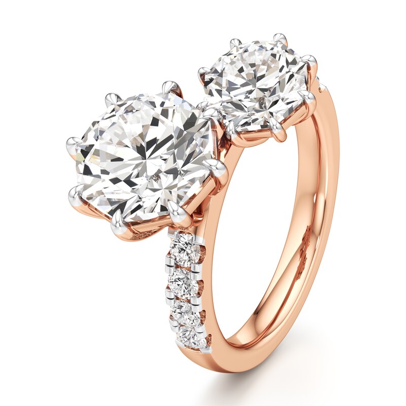 Main Image 4 of J'Lure Octagon Brilliant-Cut Two-Stone Lab-Grown Diamond Engagement Ring 4-1/2 ct tw 18K Rose Gold