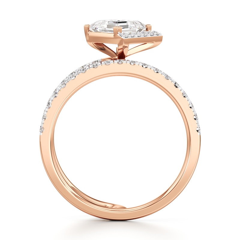 Main Image 2 of J'Lure Carre Step-Cut Lab-Grown Diamond Spiral Engagement Ring 1-3/8 ct tw 18K Rose Gold