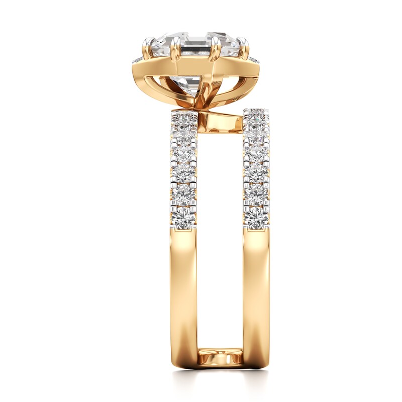 Main Image 3 of J'Lure Octagon Step-Cut Lab-Grown Diamond Spiral Engagement Ring 2-1/2 ct tw 18K Yellow Gold