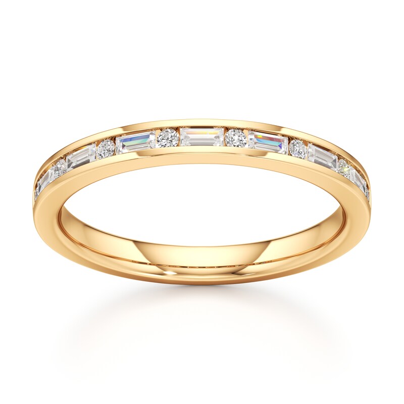 Main Image 1 of J'Lure Baguette & Round-Cut Lab-Grown Diamond Wedding Band 1/3 ct tw 18K Yellow Gold