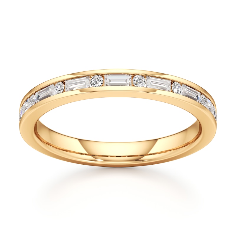 Main Image 1 of J'Lure Baguette & Round-Cut Lab-Created Diamond Wedding Band 3/8 ct tw 18K Yellow Gold