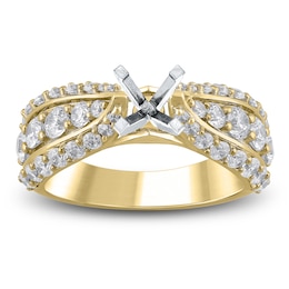 Certified Diamond Tapered Engagement Ring Setting 1-1/2 ct tw 18K Yellow Gold