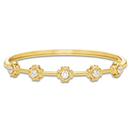 Unspoken Diamond Station Bangle Bracelet 1 ct tw 14K Yellow Gold 7"