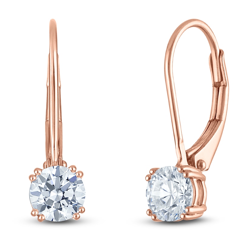 Main Image 2 of Round-Cut Lab-Grown Diamond Solitaire Drop Earrings 1/2 ct tw 14K Rose Gold (SI2/F)