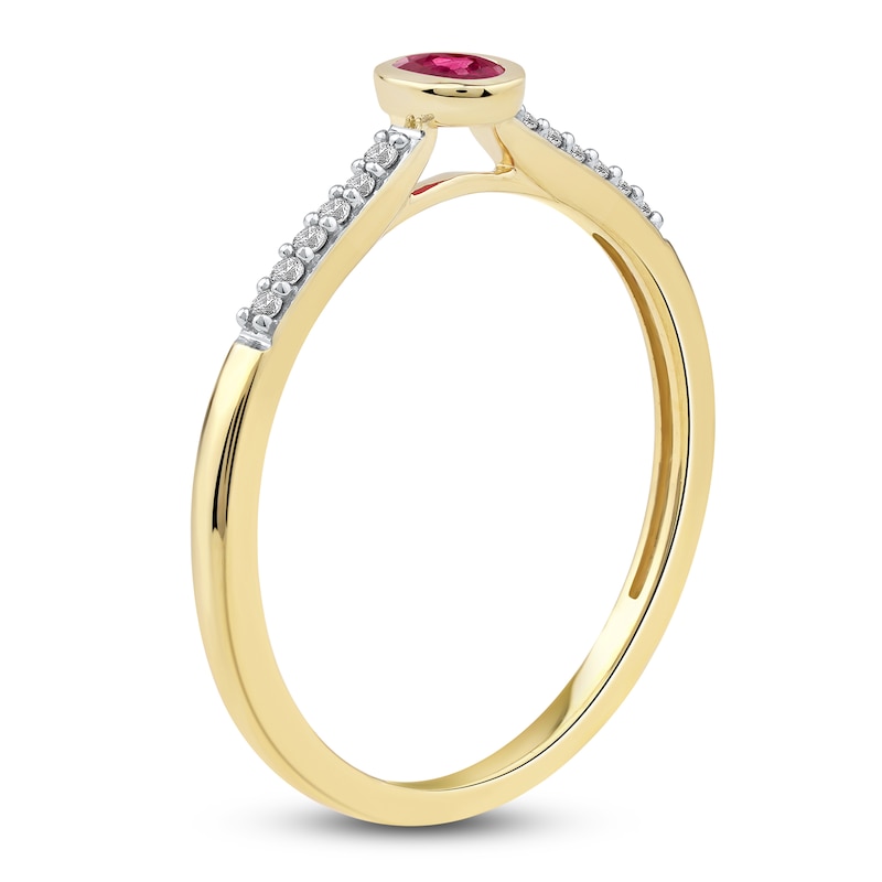 Main Image 2 of Oval-Cut Natural Ruby & Diamond Ring 1/20 ct tw 14K Yellow Gold