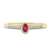 Thumbnail Image 3 of Oval-Cut Natural Ruby & Diamond Ring 1/20 ct tw 14K Yellow Gold
