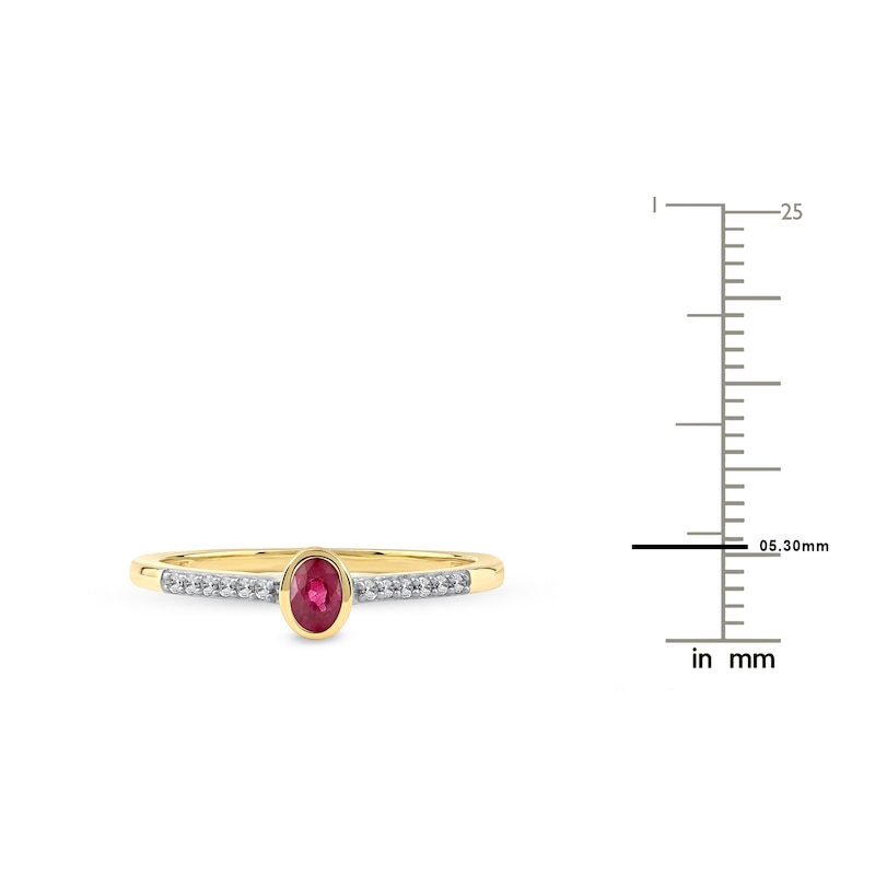 Main Image 4 of Oval-Cut Natural Ruby & Diamond Ring 1/20 ct tw 14K Yellow Gold
