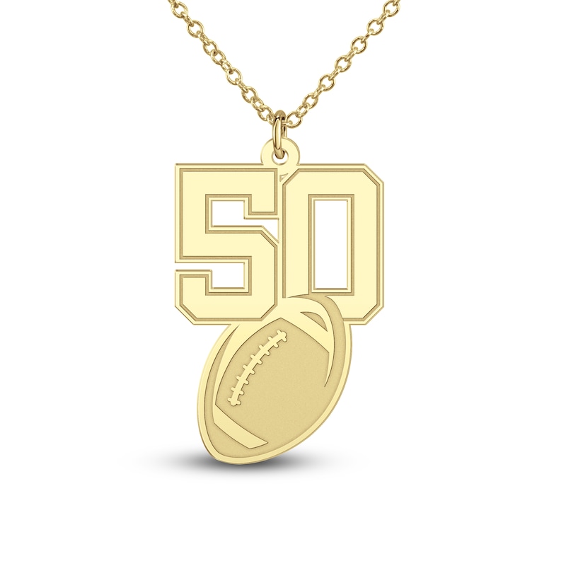 Main Image 3 of Engravable Sports Number Necklace 14K Yellow Gold 18"