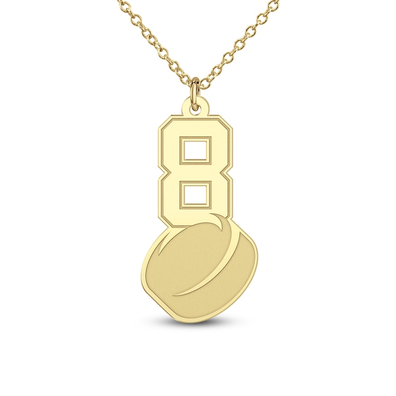 Main Image 4 of Engravable Sports Number Necklace 14K Yellow Gold 18"