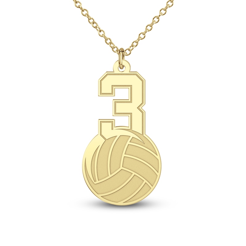 Main Image 7 of Engravable Sports Number Necklace 14K Yellow Gold 18"