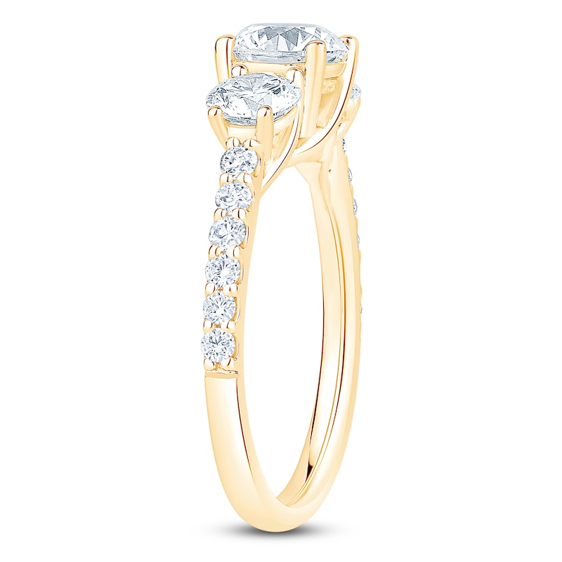 Main Image 2 of Round-Cut Lab-Grown Diamond Three-Stone Engagement Ring 2 ct tw 14K Yellow Gold