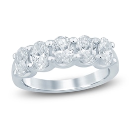 Oval-Cut Lab-Grown Diamond Five-Stone Anniversary Ring 2 ct tw 14K White Gold