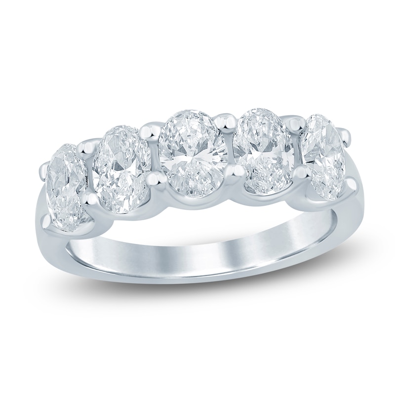 Main Image 1 of Oval-Cut Lab-Grown Diamond Five-Stone Anniversary Ring 2 ct tw 14K White Gold