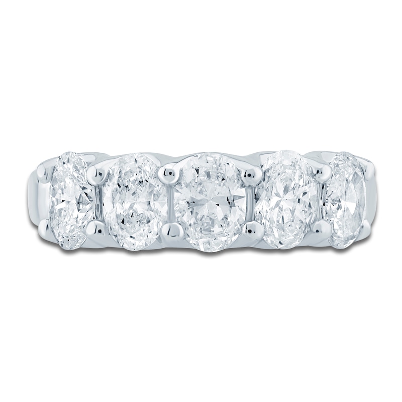 Main Image 3 of Oval-Cut Lab-Grown Diamond Five-Stone Anniversary Ring 2 ct tw 14K White Gold