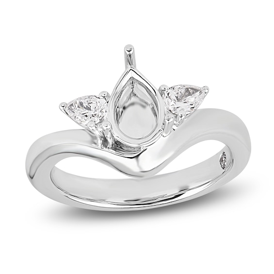 Storied Diamond Desert Sands of Eternity Pear-Shaped Three-Stone Engagement Ring Setting 3/8 ct tw 18K White Gold