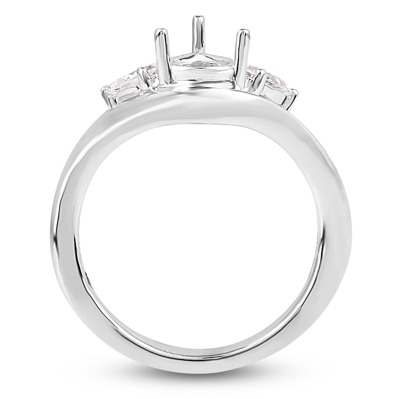 Main Image 2 of Storied Diamond Desert Sands of Eternity Pear-Shaped Three-Stone Engagement Ring Setting 3/8 ct tw 18K White Gold