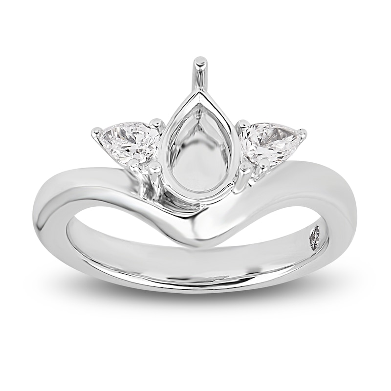 Main Image 3 of Storied Diamond Desert Sands of Eternity Pear-Shaped Three-Stone Engagement Ring Setting 3/8 ct tw 18K White Gold