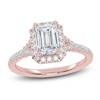 Thumbnail Image 1 of Emerald-Cut Lab-Grown Diamond Halo Engagement Ring 1-1/8 ct tw 14K Rose Gold