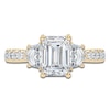 Thumbnail Image 3 of Emerald & Shield-Cut Lab-Grown Diamond Three-Stone Engagement Ring 2 ct tw 14K Yellow Gold