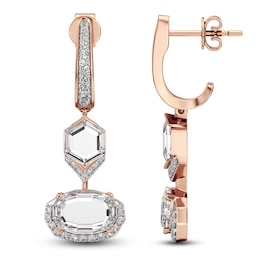 J'Lure Oval Portrait-Cut & Hexagon Portrait-Cut Lab-Grown Diamond Dangle Earrings 3-1/2 ct tw 14K Rose Gold