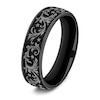 Thumbnail Image 2 of Men's Scrollwork & Stars Comfort-Fit Wedding Band Black Titanium 6.5mm