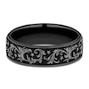 Thumbnail Image 3 of Men's Scrollwork & Stars Comfort-Fit Wedding Band Black Titanium 6.5mm