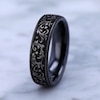 Thumbnail Image 4 of Men's Scrollwork & Stars Comfort-Fit Wedding Band Black Titanium 6.5mm