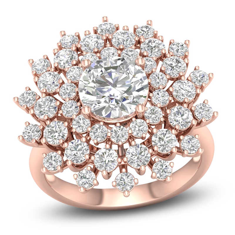 Main Image 1 of Lab-Grown Diamond Dahlia Flower Fashion Ring 4 ct tw 14K Rose Gold