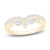 Thumbnail Image 1 of Certified Round & Marquise-Cut Diamond Chevron Wedding Band 1/2 ct tw 14K Yellow Gold