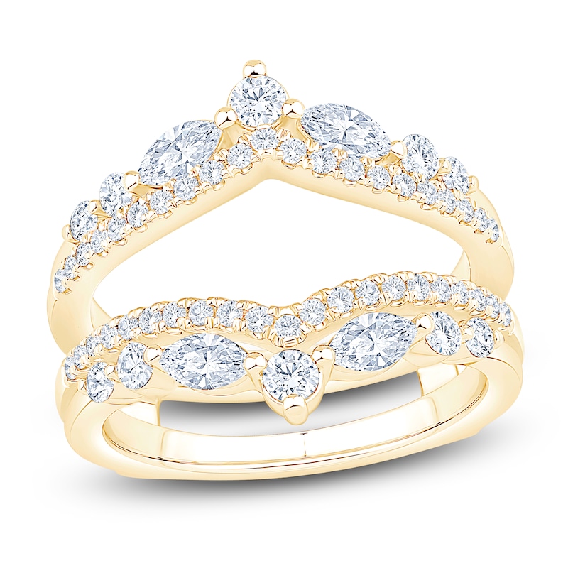 Main Image 1 of Certified Marquise & Round-Cut Diamond Chevron Enhancer Ring 1 ct tw 14K Yellow Gold