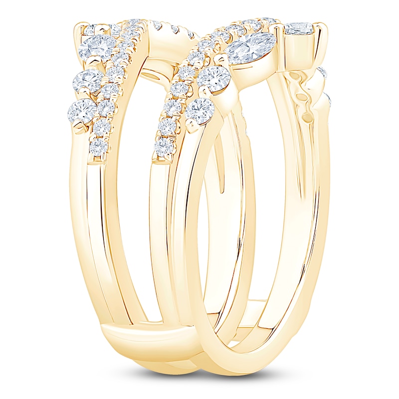 Main Image 2 of Certified Marquise & Round-Cut Diamond Chevron Enhancer Ring 1 ct tw 14K Yellow Gold