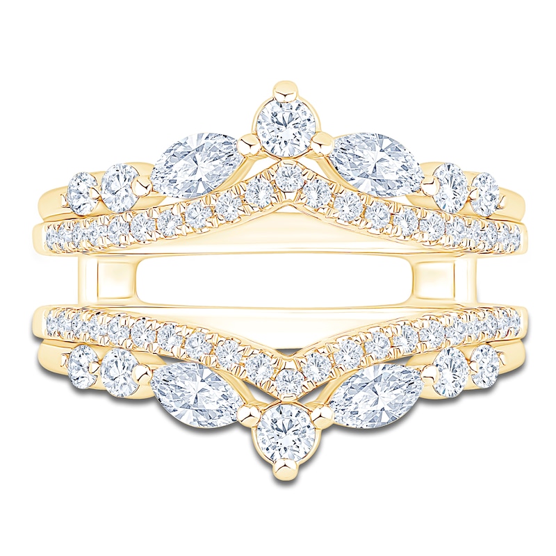 Main Image 3 of Certified Marquise & Round-Cut Diamond Chevron Enhancer Ring 1 ct tw 14K Yellow Gold
