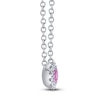 Thumbnail Image 2 of Shy Creation Natural Pink Sapphire & Diamond Accent Halo Necklace 14K White Gold 18"