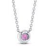 Thumbnail Image 3 of Shy Creation Natural Pink Sapphire & Diamond Accent Halo Necklace 14K White Gold 18"