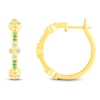 Thumbnail Image 1 of Natural Emerald & Diamond Clover Hoop Earrings 1/4 ct tw 10K Yellow Gold