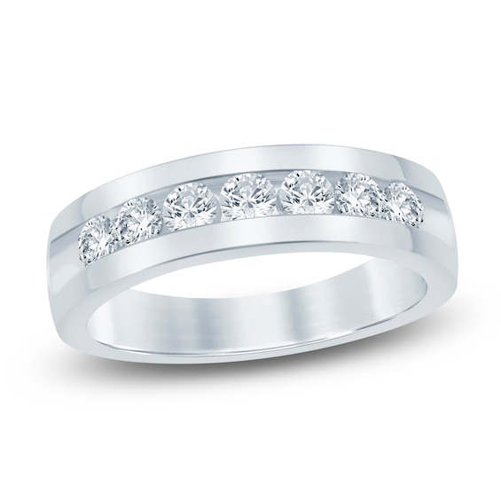Men's Lab-Grown Diamond Seven-Stone Band 1 ct tw 14K White Gold