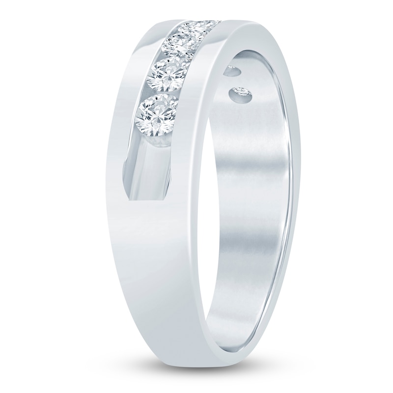Main Image 2 of Men's Lab-Grown Diamond Seven-Stone Band 1 ct tw 14K White Gold